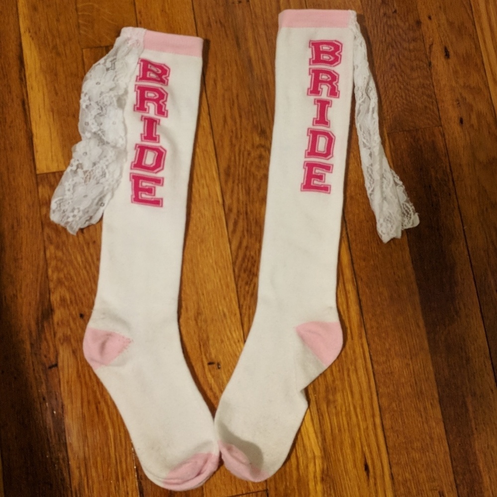 Bride socks with veil